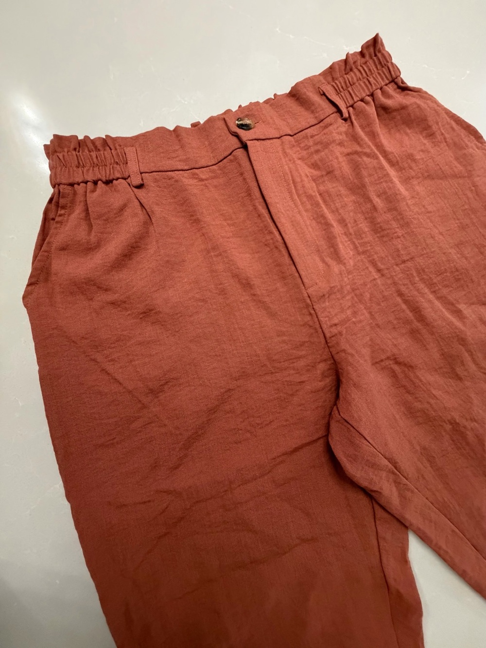 Halara Terracotta Cropped Wide-Leg Pants High-Waisted Elastic Size XL - Picture 2 of 11